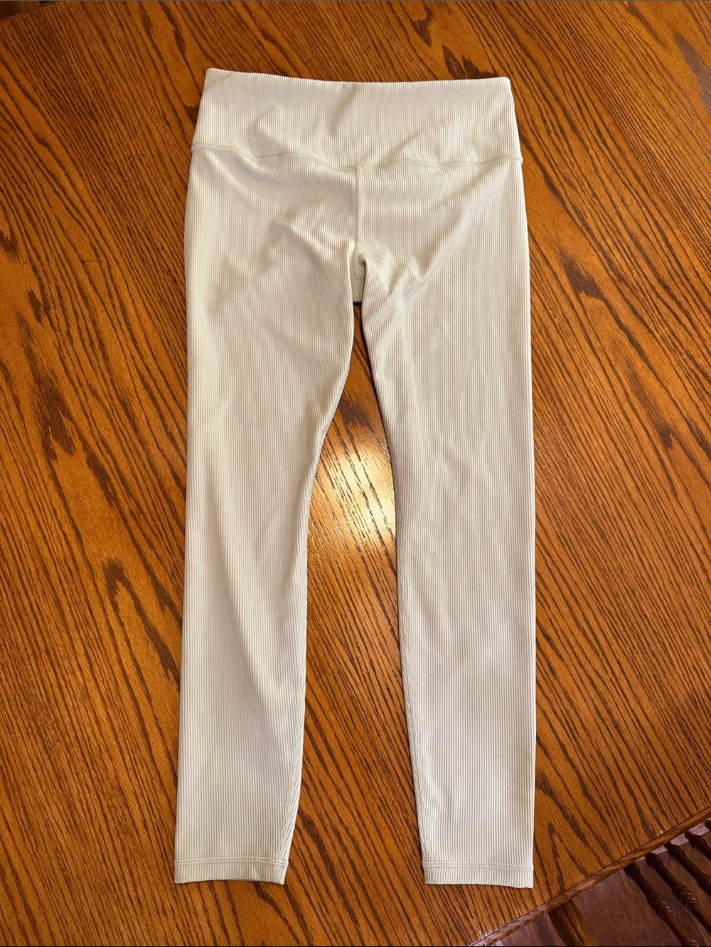 Athleta Cream Ribbed High-Rise Leggings